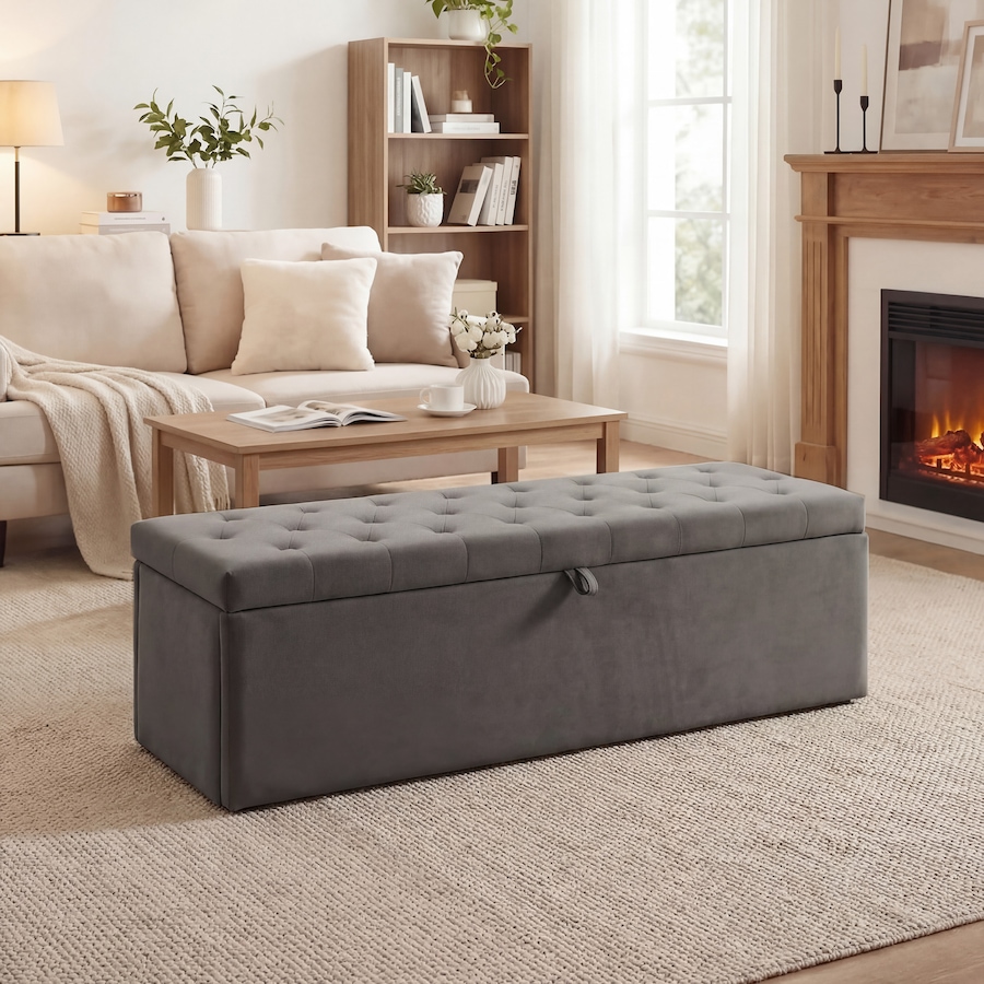 Image 982650_ALTMORE16.jpg, Product 982-650 / Price $169.99 - $174.59, HOMCOM Modern Storage Ottoman, Upholstered Velvet End of Bed Bench from HOMCOM on TSC.ca's Home & Garden department