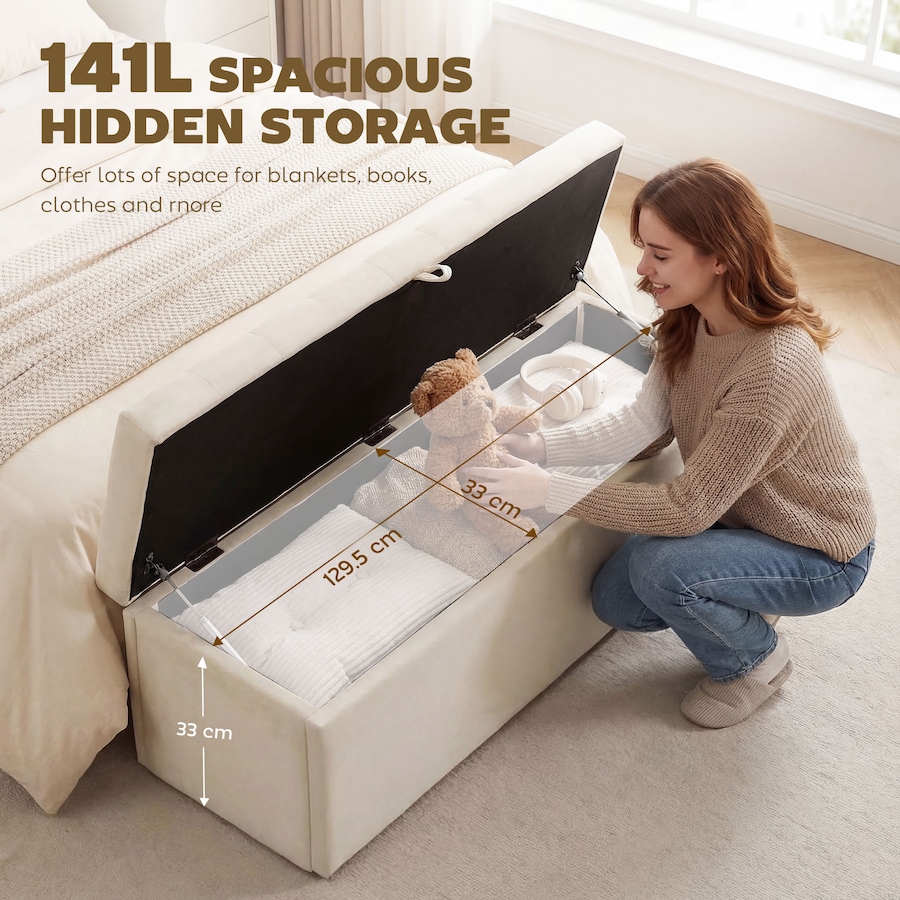 Image 982650_ALTMORE3.jpg, Product 982-650 / Price $169.99 - $174.59, HOMCOM Modern Storage Ottoman, Upholstered Velvet End of Bed Bench from HOMCOM on TSC.ca's Home & Garden department