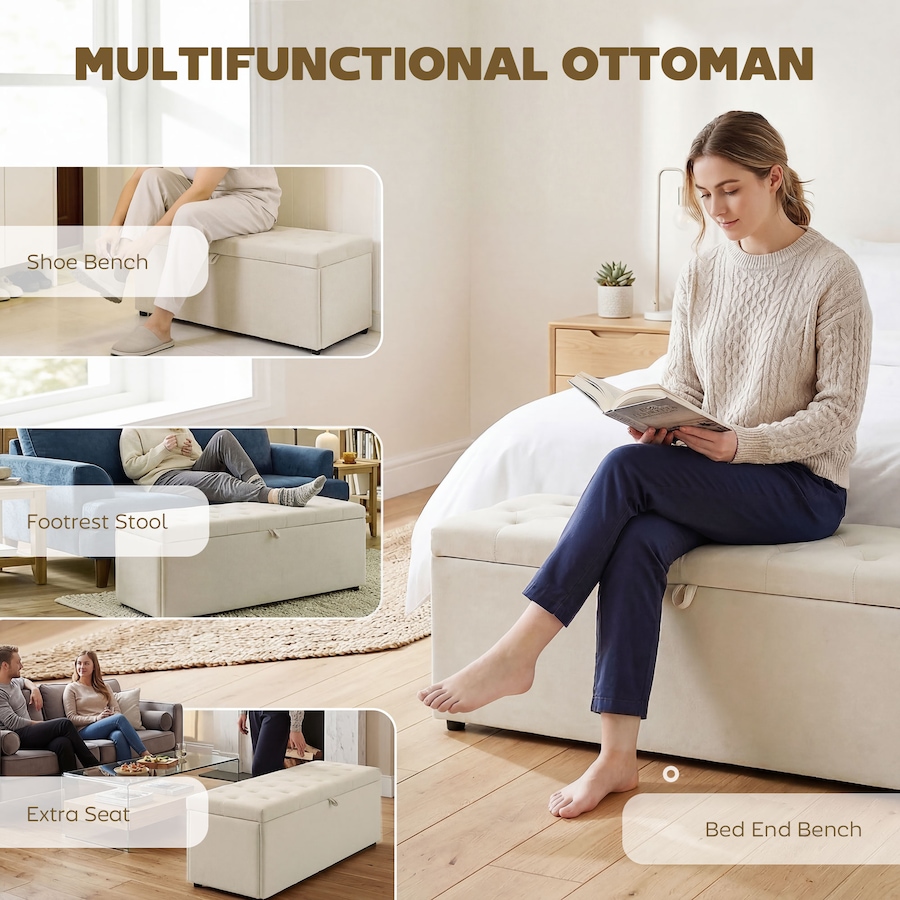 Image 982650_ALTMORE6.jpg, Product 982-650 / Price $169.99 - $174.59, HOMCOM Modern Storage Ottoman, Upholstered Velvet End of Bed Bench from HOMCOM on TSC.ca's Home & Garden department