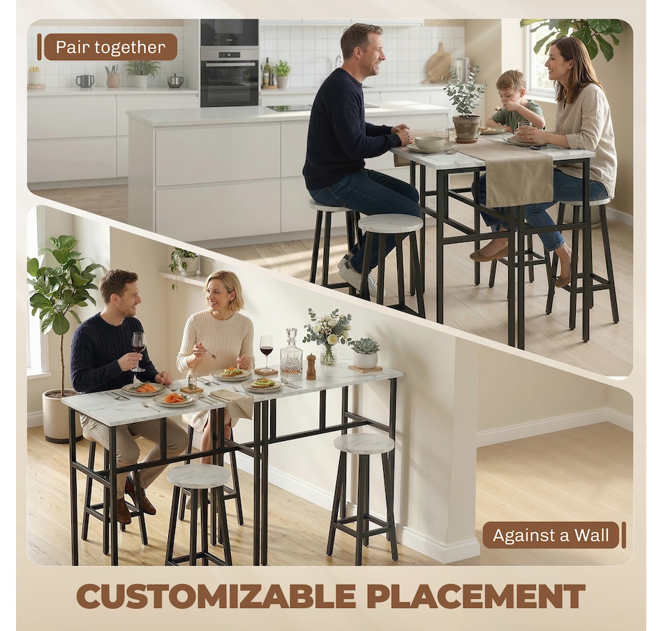 Image 982662_ALTMORE14.jpg, Product 982-662 / Price $194.99 - $199.99, HOMCOM 6-Piece Bar Table Set with 2 Breakfast Tables 4 Stools for Kitchen from HOMCOM on TSC.ca's Home & Garden department