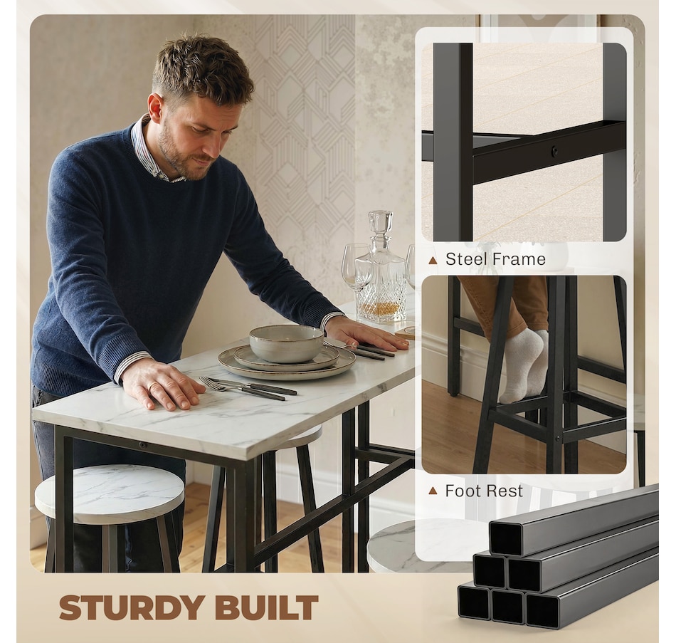 Image 982662_ALTMORE15.jpg, Product 982-662 / Price $194.99 - $199.99, HOMCOM 6-Piece Bar Table Set with 2 Breakfast Tables 4 Stools for Kitchen from HOMCOM on TSC.ca's Home & Garden department