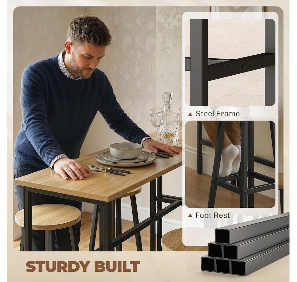 Image 982662_ALTMORE6.jpg, Product 982-662 / Price $194.99 - $199.99, HOMCOM 6-Piece Bar Table Set with 2 Breakfast Tables 4 Stools for Kitchen from HOMCOM on TSC.ca's Home & Garden department