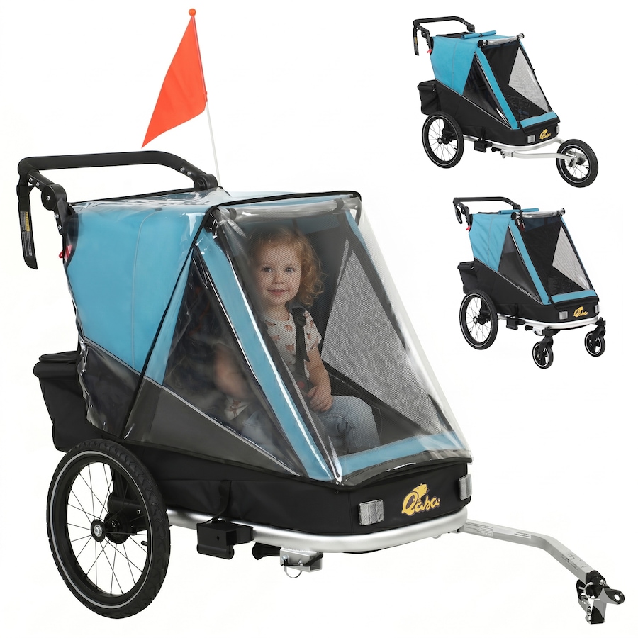 Image 982663.jpg, Product 982-663 / Price $274.99, Qaba Bike Trailer for Kids, 3-in-1 Baby Stroller & Jogger w/ Reclining Seat from Qaba on TSC.ca's Toys & Hobbies department