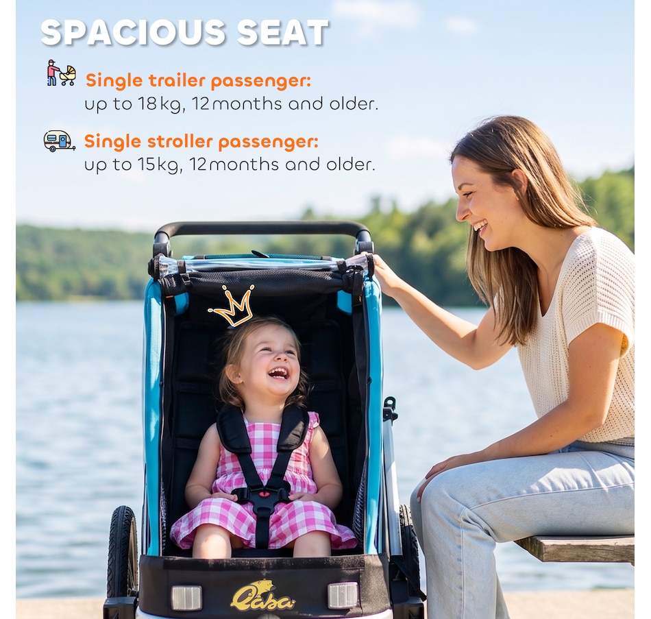 Image 982663_ALTMORE4.jpg, Product 982-663 / Price $319.99, Qaba Bike Trailer for Kids, 3-in-1 Baby Stroller & Jogger w/ Reclining Seat from Qaba on TSC.ca's Toys & Hobbies department