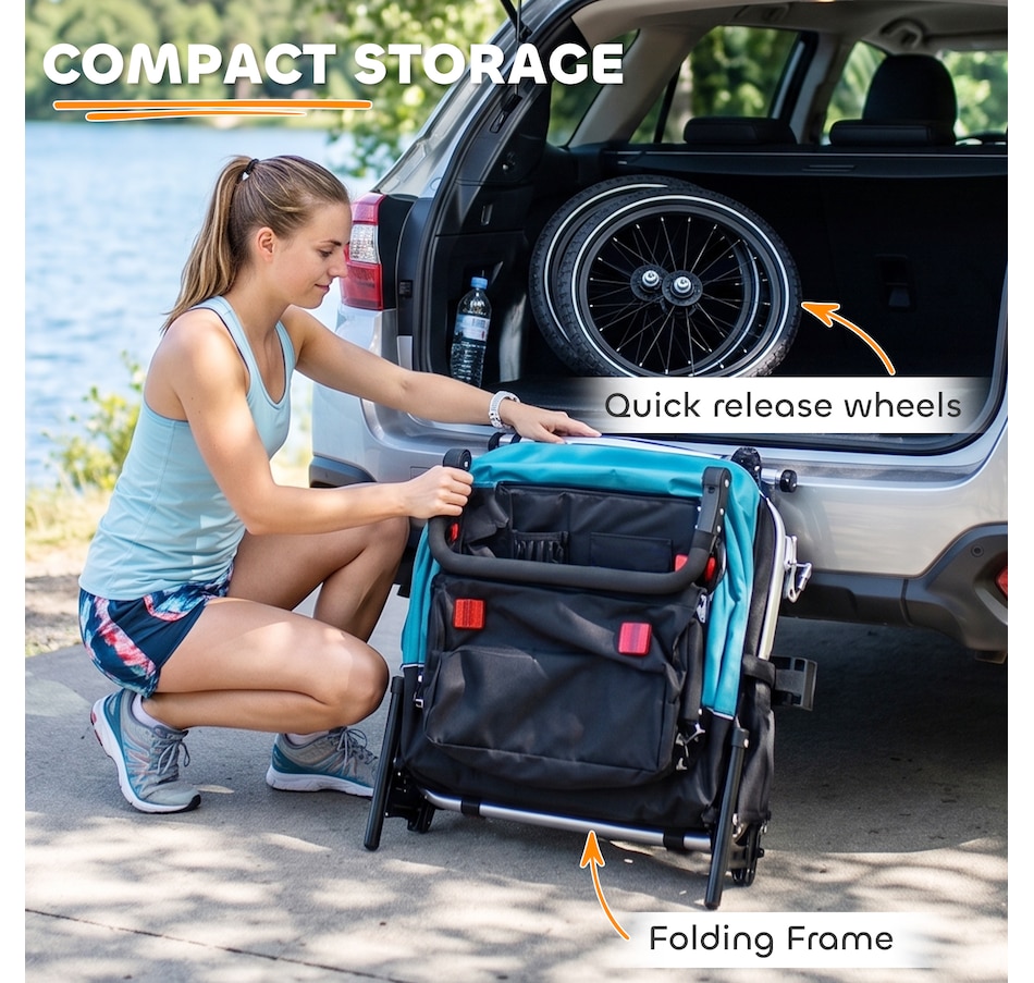 Image 982663_ALTMORE5.jpg, Product 982-663 / Price $319.99, Qaba Bike Trailer for Kids, 3-in-1 Baby Stroller & Jogger w/ Reclining Seat from Qaba on TSC.ca's Toys & Hobbies department