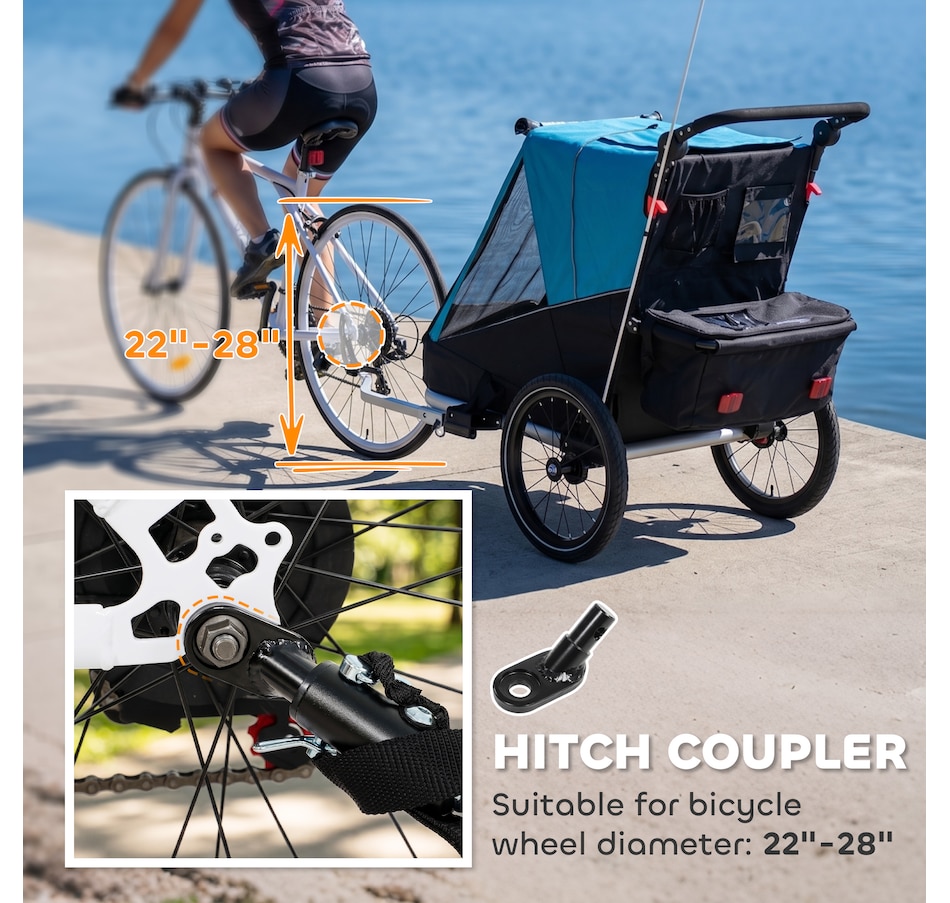 Image 982663_ALTMORE6.jpg, Product 982-663 / Price $319.99, Qaba Bike Trailer for Kids, 3-in-1 Baby Stroller & Jogger w/ Reclining Seat from Qaba on TSC.ca's Toys & Hobbies department