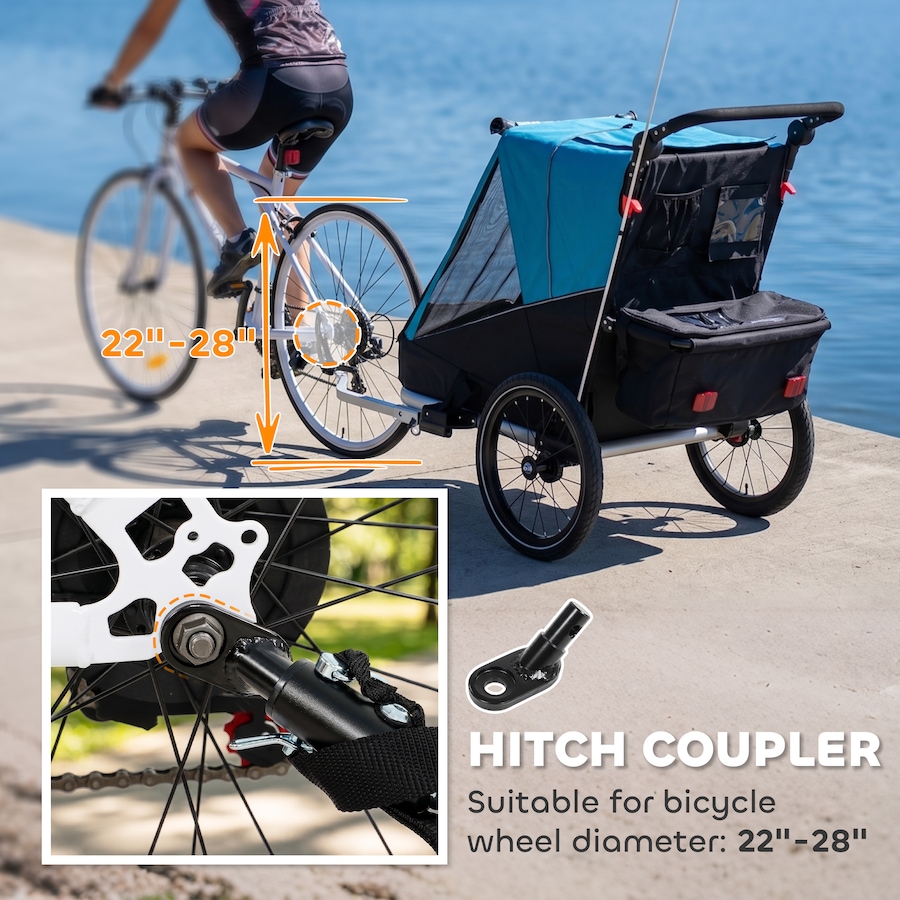 Image 982663_ALTMORE6.jpg, Product 982-663 / Price $274.99, Qaba Bike Trailer for Kids, 3-in-1 Baby Stroller & Jogger w/ Reclining Seat from Qaba on TSC.ca's Toys & Hobbies department