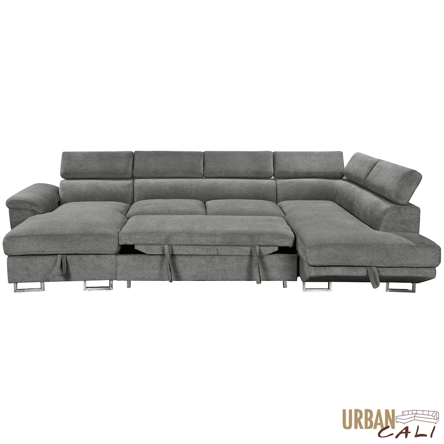 Image 982664_ALTMORE3.jpg, Product 982-664 / Price $3,249.99, Urban Cali Burbank 133" Wide Large Sleeper Sectional Sofa Bed with Adjustable Headrests and Storage Chaises in Ulani Ash from Urban Cali on TSC.ca's Home & Garden department