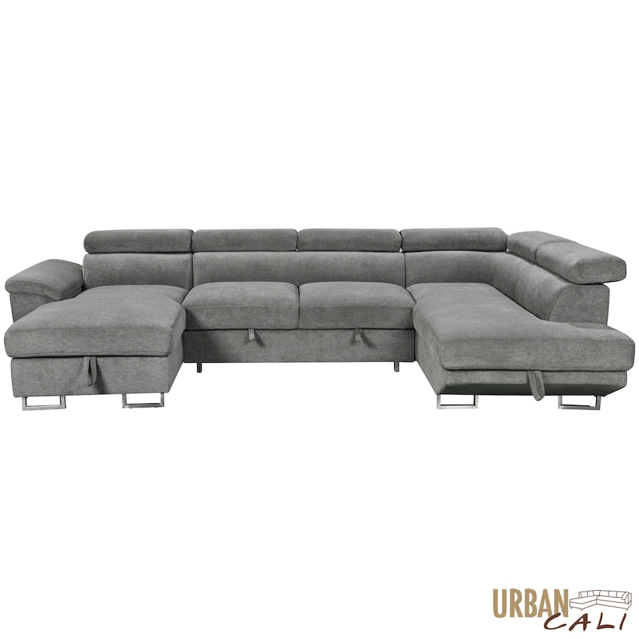 Image 982664_ALTMORE4.jpg, Product 982-664 / Price $3,249.99, Urban Cali Burbank 133" Wide Large Sleeper Sectional Sofa Bed with Adjustable Headrests and Storage Chaises in Ulani Ash from Urban Cali on TSC.ca's Home & Garden department