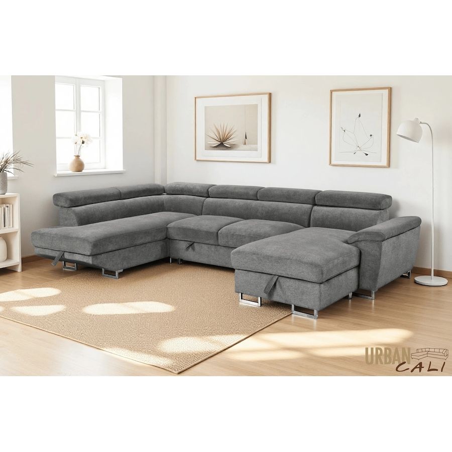 Image 982664_ALTMORE9.jpg, Product 982-664 / Price $3,249.99, Urban Cali Burbank 133" Wide Large Sleeper Sectional Sofa Bed with Adjustable Headrests and Storage Chaises in Ulani Ash from Urban Cali on TSC.ca's Home & Garden department