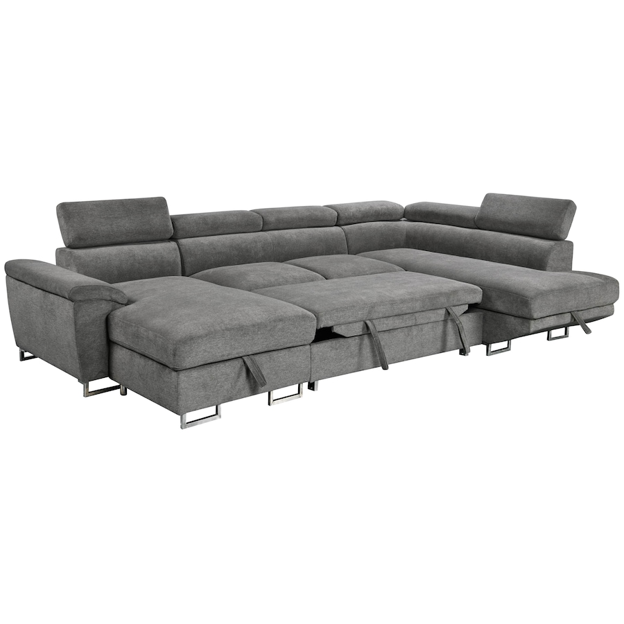 Image 982664_ST01.jpg, Product 982-664 / Price $3,249.99, Urban Cali Burbank 133" Wide Large Sleeper Sectional Sofa Bed with Adjustable Headrests and Storage Chaises in Ulani Ash from Urban Cali on TSC.ca's Home & Garden department