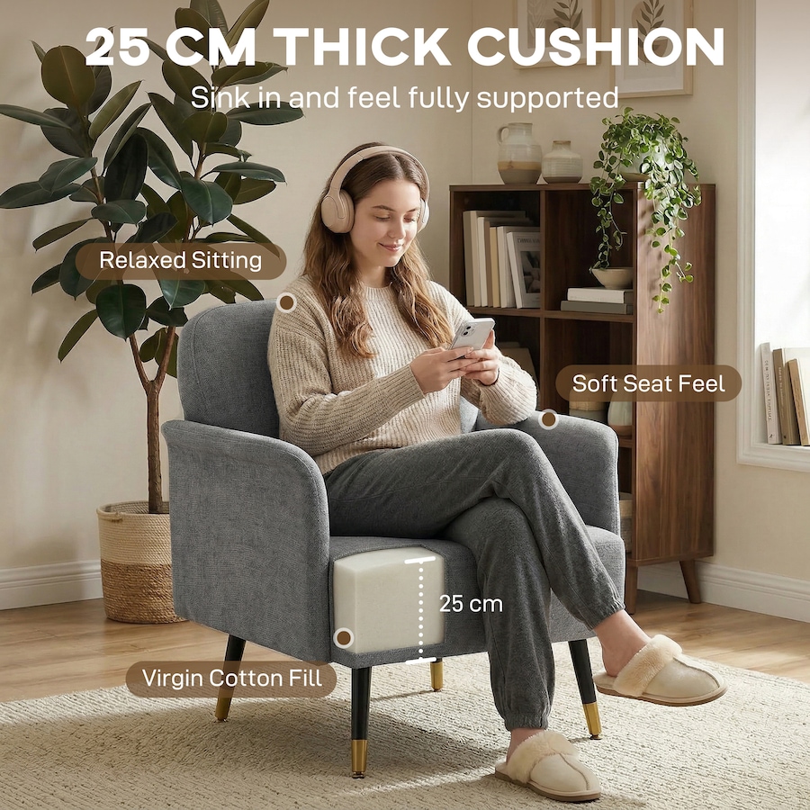 Image 982665_ALTMORE4.jpg, Product 982-665 / Price $159.99 - $174.99, HOMCOM Accent Chair with Tufted Backrest and Thick Cushion from HOMCOM on TSC.ca's Home & Garden department