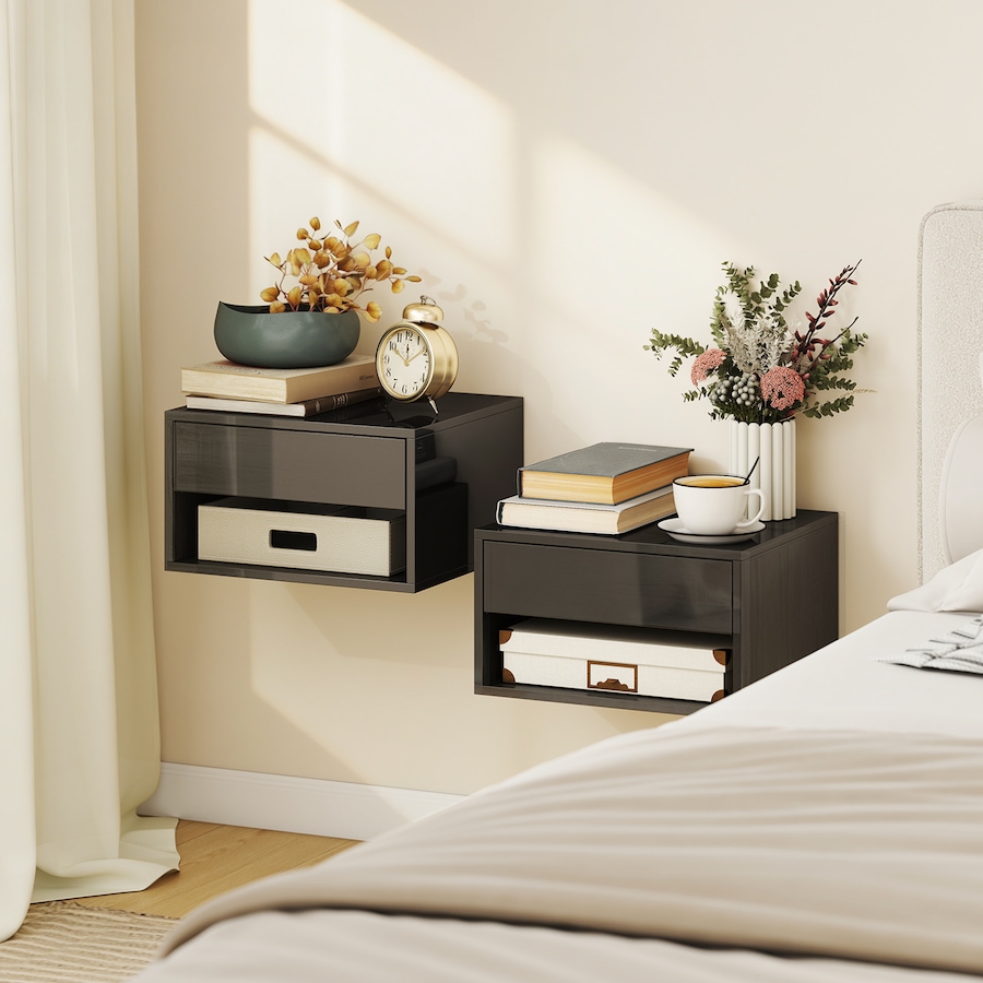 Image 982666_ALTMORE10.jpg, Product 982-666 / Price $84.99, HOMCOM Floating Bedside Tables Set of 2, Wall-Mounted Nightstand from HOMCOM on TSC.ca's Home & Garden department