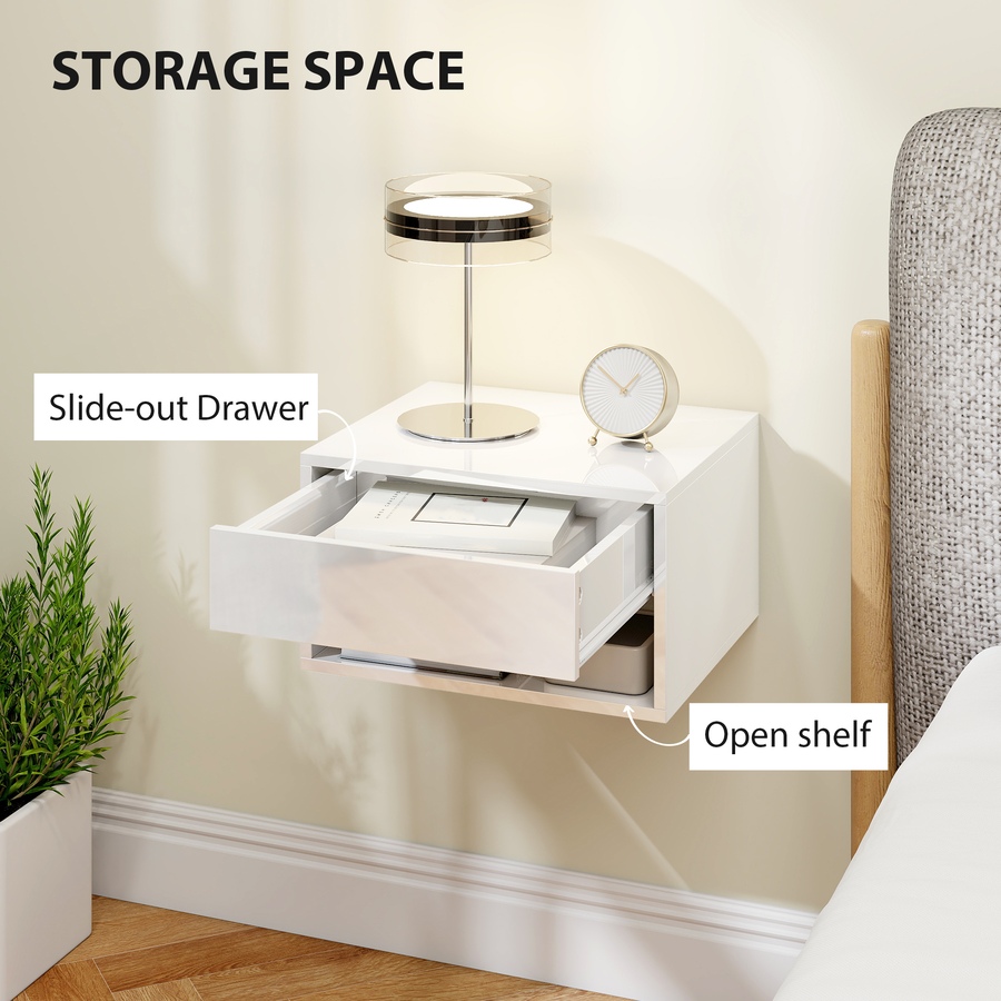 Image 982666_ALTMORE5.jpg, Product 982-666 / Price $84.99, HOMCOM Floating Bedside Tables Set of 2, Wall-Mounted Nightstand from HOMCOM on TSC.ca's Home & Garden department