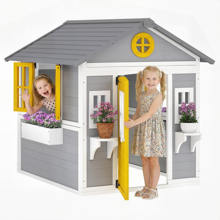 Image 982667.jpg, Product 982-667 / Price $299.99, Outsunny Playhouse for Kids, Outdoor Wooden Playhouse for Backyard, Grey from Outsunny on TSC.ca's Home & Garden department