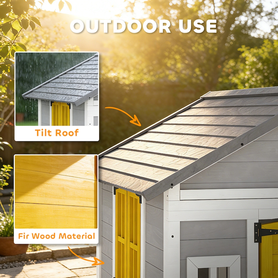 Image 982667_ALTMORE5.jpg, Product 982-667 / Price $299.99, Outsunny Playhouse for Kids, Outdoor Wooden Playhouse for Backyard, Grey from Outsunny on TSC.ca's Home & Garden department