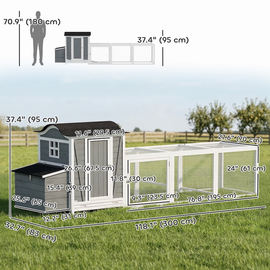 Image 982668_ALTMORE2.jpg, Product 982-668 / Price $229.99, PawHut 118"L Chicken Coop, Large Wooden Hen House with Run, Pull-Out Tray from PawHut on TSC.ca's Home & Garden department