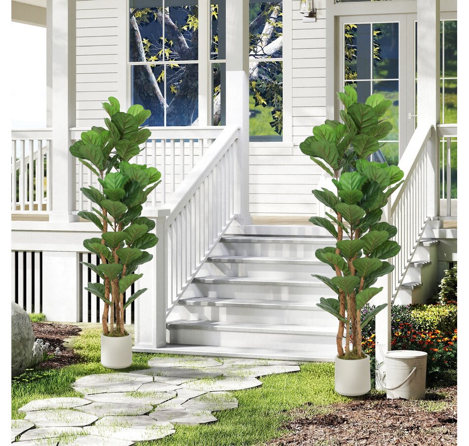Image 982678_ALTMORE18.jpg, Product 982-678 / Price $109.99 - $169.99, HOMCOM Faux Fiddle Leaf Fig Tree Set of 2, Fake Tree for Indoor Decor from HOMCOM on TSC.ca's Home & Garden department