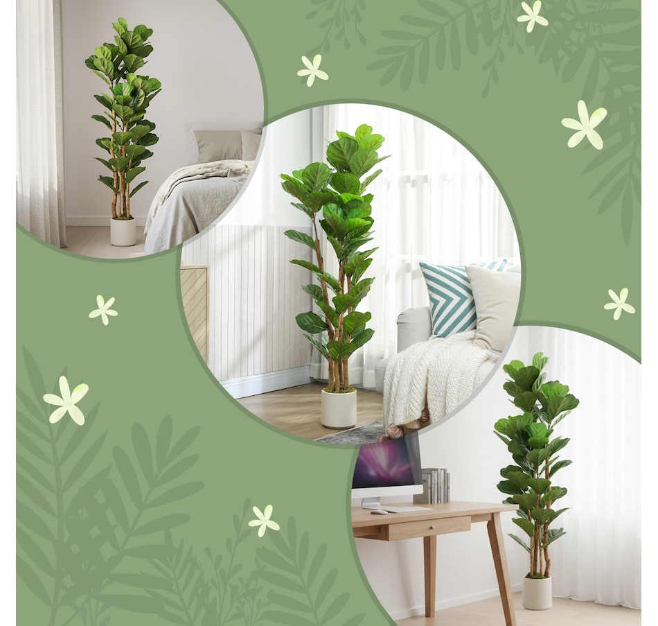 Image 982678_ALTMORE23.jpg, Product 982-678 / Price $109.99 - $169.99, HOMCOM Faux Fiddle Leaf Fig Tree Set of 2, Fake Tree for Indoor Decor from HOMCOM on TSC.ca's Home & Garden department