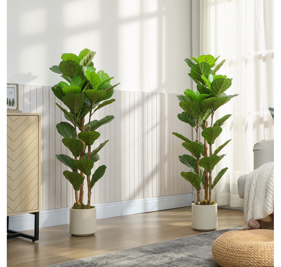 Image 982678_ALTMORE8.jpg, Product 982-678 / Price $109.99 - $169.99, HOMCOM Faux Fiddle Leaf Fig Tree Set of 2, Fake Tree for Indoor Decor from HOMCOM on TSC.ca's Home & Garden department