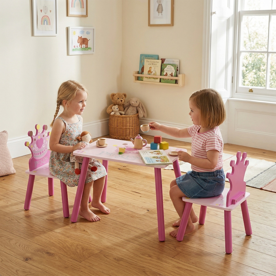 Image 982684_ALTMORE1.jpg, Product 982-684 / Price $72.99, Qaba 3-Piece Set Kids Wooden Table Chair with Crown Pattern for 2-4 Years from Qaba on TSC.ca's Home & Garden department