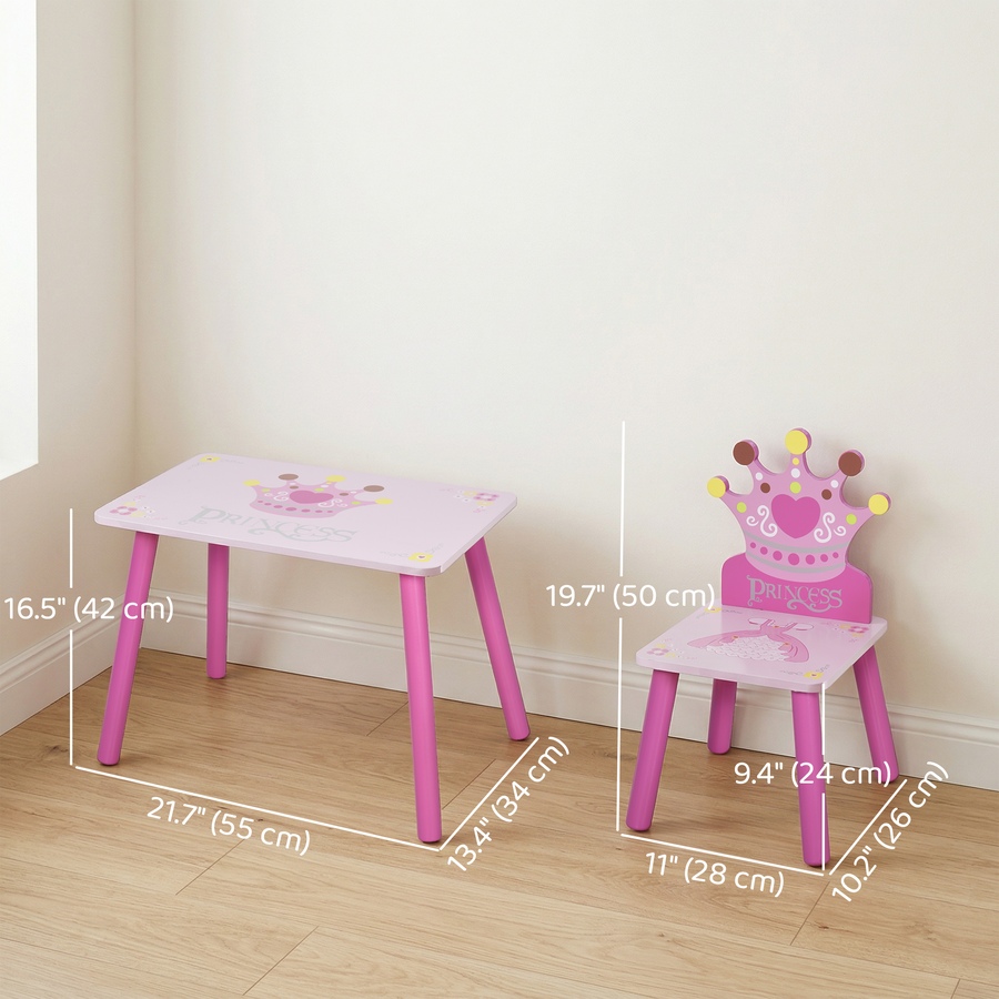 Image 982684_ALTMORE2.jpg, Product 982-684 / Price $72.99, Qaba 3-Piece Set Kids Wooden Table Chair with Crown Pattern for 2-4 Years from Qaba on TSC.ca's Home & Garden department
