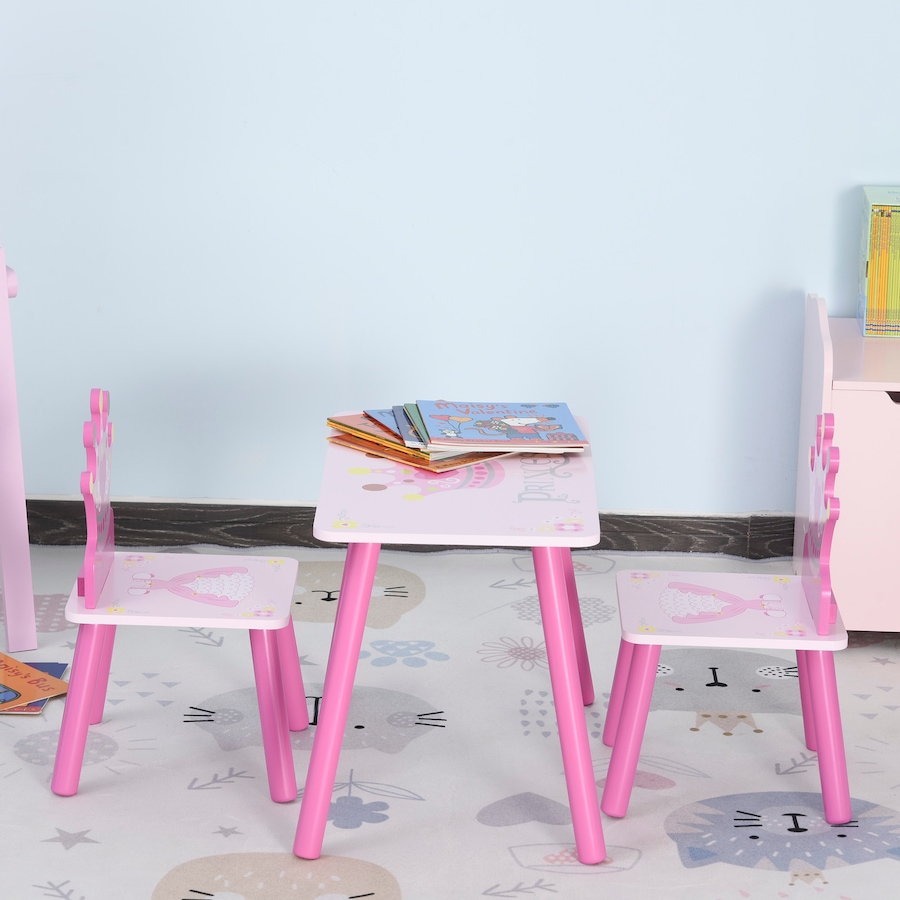 Image 982684_ALTMORE8.jpg, Product 982-684 / Price $72.99, Qaba 3-Piece Set Kids Wooden Table Chair with Crown Pattern for 2-4 Years from Qaba on TSC.ca's Home & Garden department