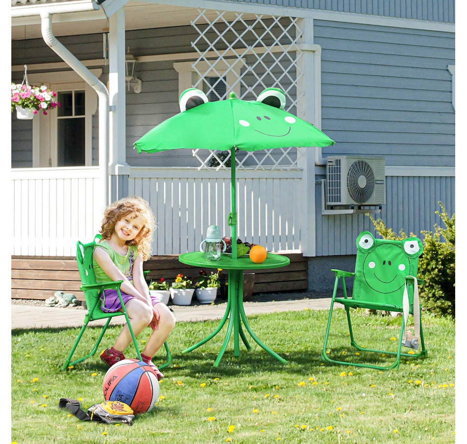 Image 982686_ALTMORE1.jpg, Product 982-686 / Price $61.99, Outsunny Kids Folding Picnic Table and Chair Set with Umbrella, Green from Outsunny on TSC.ca's Home & Garden department