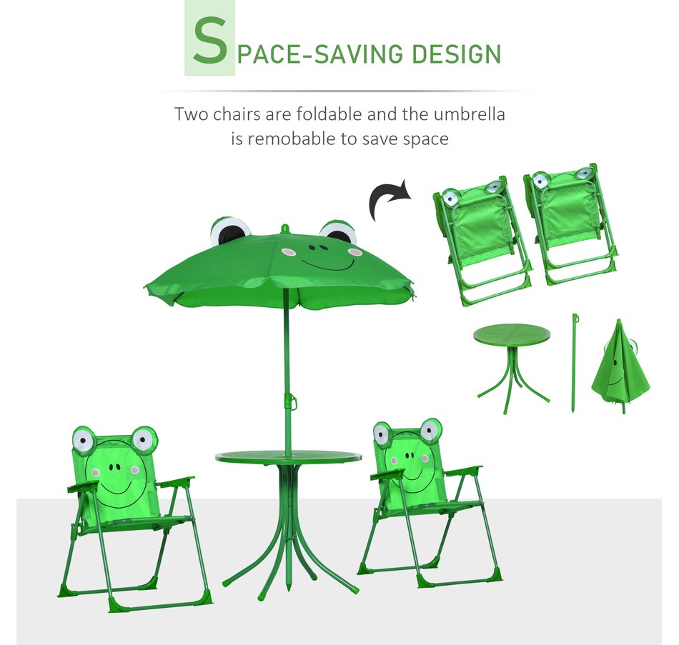 Image 982686_ALTMORE3.jpg, Product 982-686 / Price $61.99, Outsunny Kids Folding Picnic Table and Chair Set with Umbrella, Green from Outsunny on TSC.ca's Home & Garden department