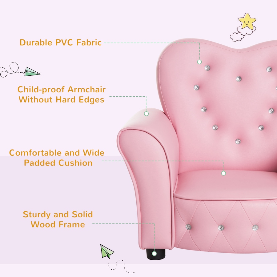Image 982687_ALTMORE3.jpg, Product 982-687 / Price $109.99, Qaba Kids Mini Princess Sofa Children Upholstered Tufted Armchair Pink from Qaba on TSC.ca's Home & Garden department