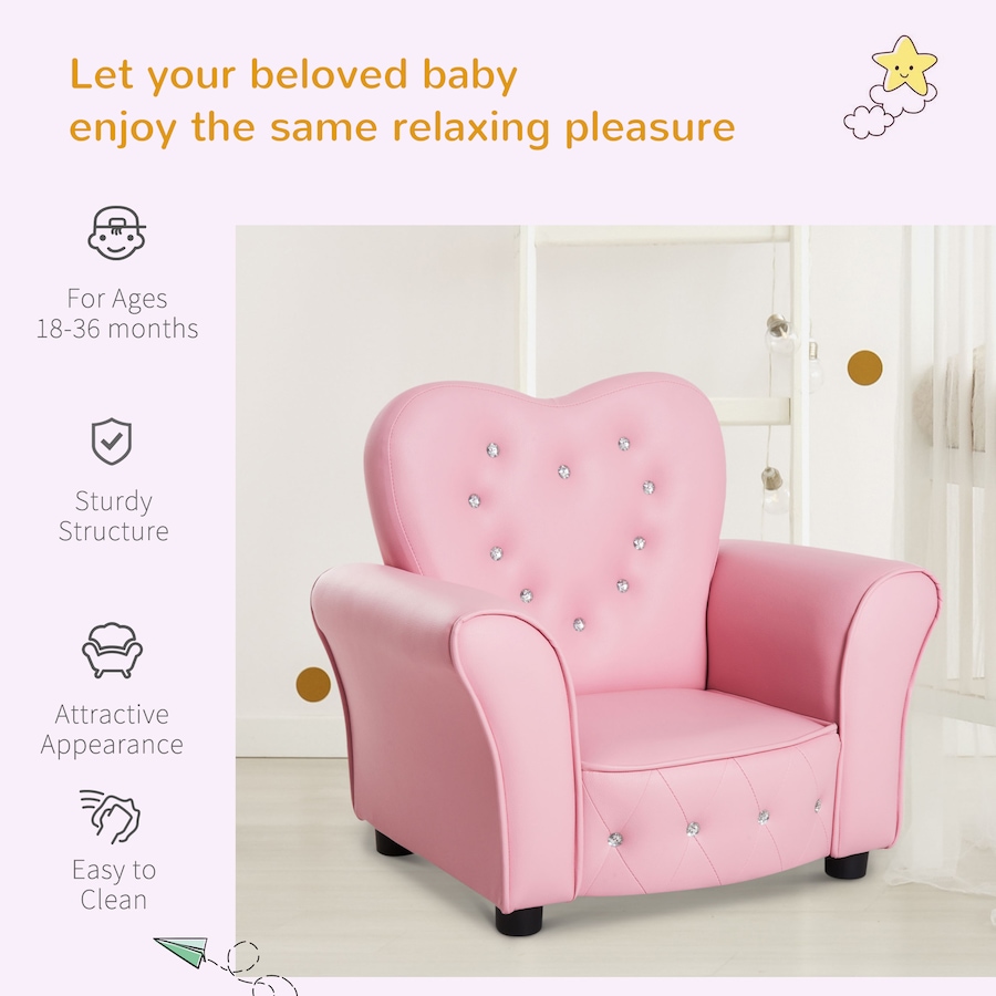 Image 982687_ALTMORE6.jpg, Product 982-687 / Price $109.99, Qaba Kids Mini Princess Sofa Children Upholstered Tufted Armchair Pink from Qaba on TSC.ca's Home & Garden department