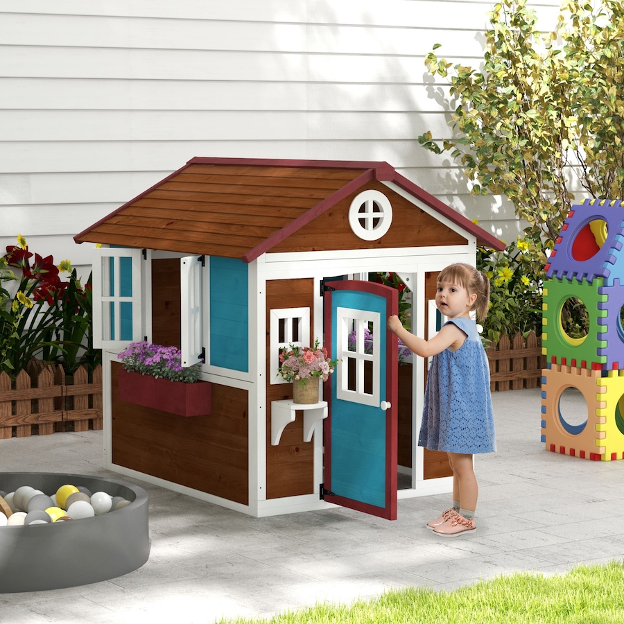 Image 982692_ALTMORE1.jpg, Product 982-692 / Price $299.99, Outsunny Playhouse for Kids, Outdoor Wooden Playhouse for Backyard, Brown from Outsunny on TSC.ca's Home & Garden department
