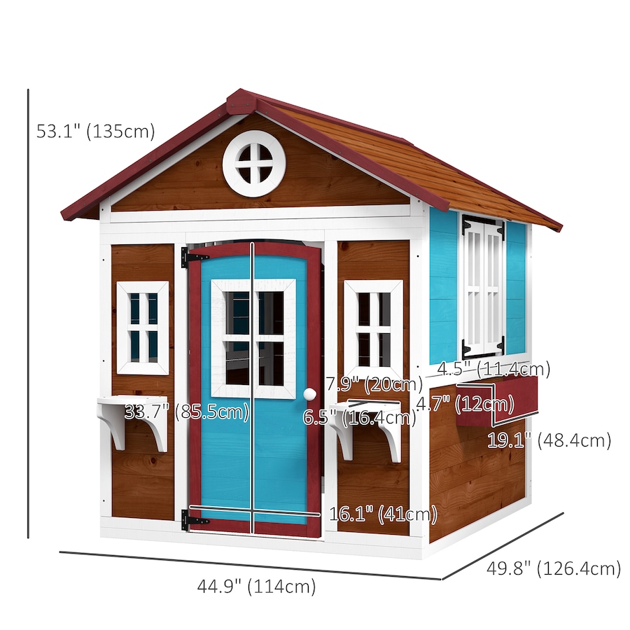 Image 982692_ALTMORE2.jpg, Product 982-692 / Price $299.99, Outsunny Playhouse for Kids, Outdoor Wooden Playhouse for Backyard, Brown from Outsunny on TSC.ca's Home & Garden department