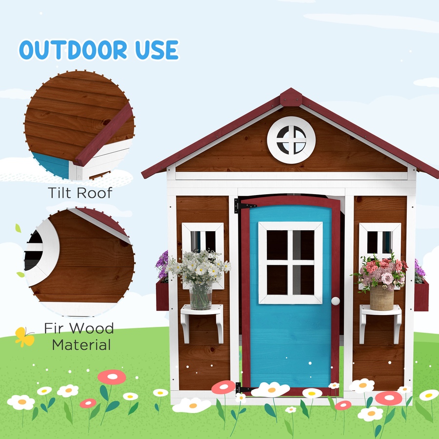 Image 982692_ALTMORE4.jpg, Product 982-692 / Price $299.99, Outsunny Playhouse for Kids, Outdoor Wooden Playhouse for Backyard, Brown from Outsunny on TSC.ca's Home & Garden department