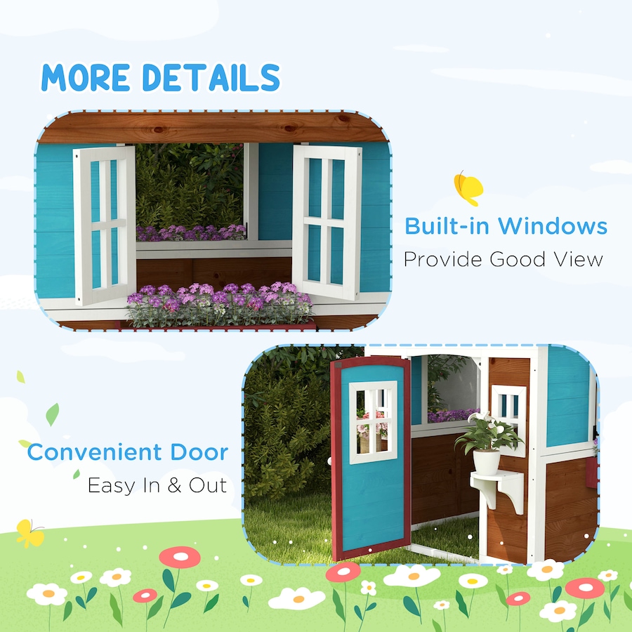 Image 982692_ALTMORE6.jpg, Product 982-692 / Price $299.99, Outsunny Playhouse for Kids, Outdoor Wooden Playhouse for Backyard, Brown from Outsunny on TSC.ca's Home & Garden department