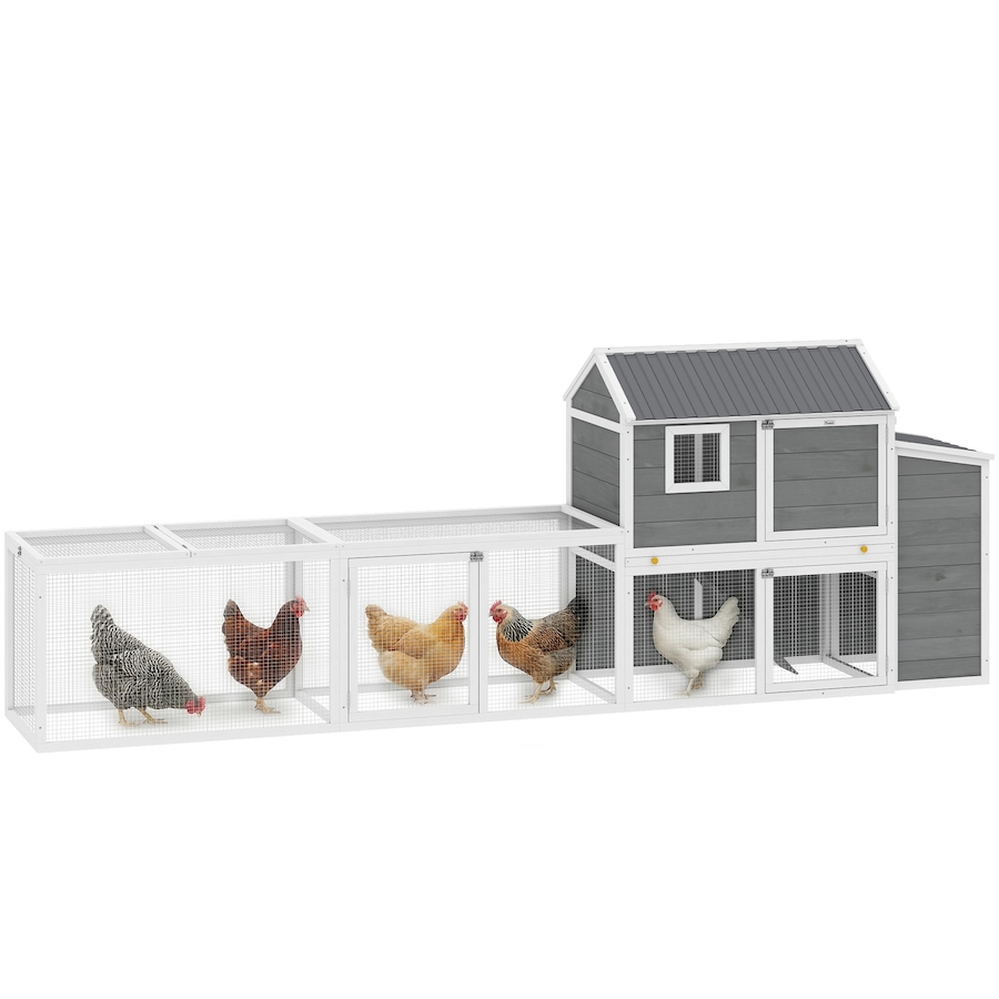 Image 982701.jpg, Product 982-701 / Price $289.99, PawHut Large Chicken Coop, 134"L Wooden Chicken House with Run, Grey from PawHut on TSC.ca's Home & Garden department