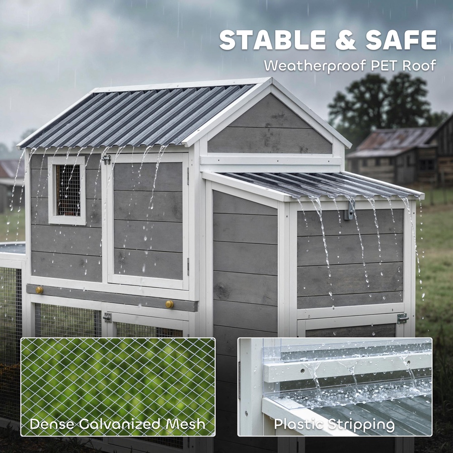 Image 982701_ALTMORE4.jpg, Product 982-701 / Price $289.99, PawHut Large Chicken Coop, 134"L Wooden Chicken House with Run, Grey from PawHut on TSC.ca's Home & Garden department