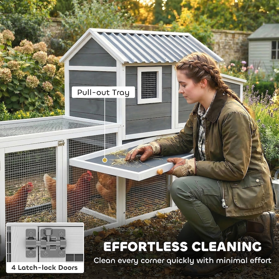 Image 982701_ALTMORE5.jpg, Product 982-701 / Price $289.99, PawHut Large Chicken Coop, 134"L Wooden Chicken House with Run, Grey from PawHut on TSC.ca's Home & Garden department