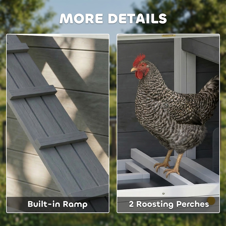Image 982701_ALTMORE7.jpg, Product 982-701 / Price $289.99, PawHut Large Chicken Coop, 134"L Wooden Chicken House with Run, Grey from PawHut on TSC.ca's Home & Garden department