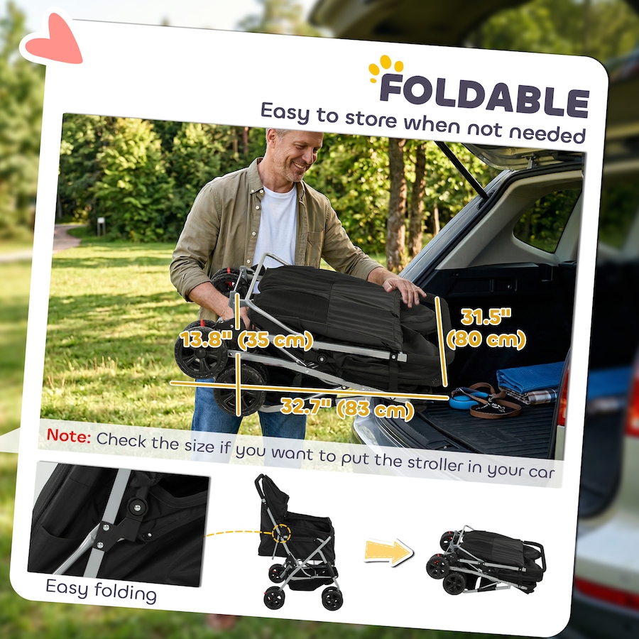 Image 982702_ALTMORE4.jpg, Product 982-702 / Price $149.99, PawHut Double Pet Stroller, Foldable Dog Stroller with 2-Seater Carrier from PawHut on TSC.ca's Home & Garden department