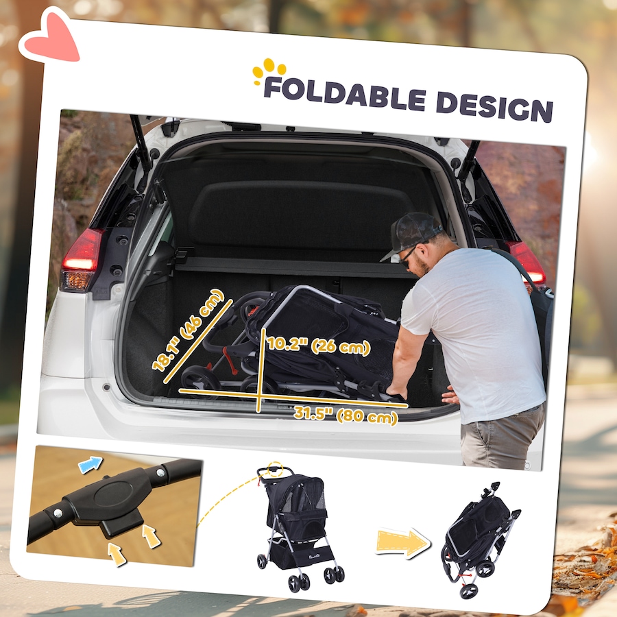 Image 982712_ALTMORE5.jpg, Product 982-712 / Price $99.95, PawHut Dog Stroller, One-click Folding Pet Stroller with Cup Holder from PawHut on TSC.ca's Home & Garden department