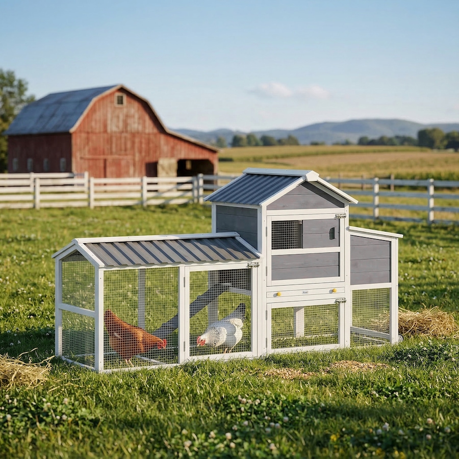 Image 982716_ALTMORE1.jpg, Product 982-716 / Price $259.99, PawHut Chicken Coop with Wheels, 80" L Mobile Hen House with Run from PawHut on TSC.ca's Home & Garden department