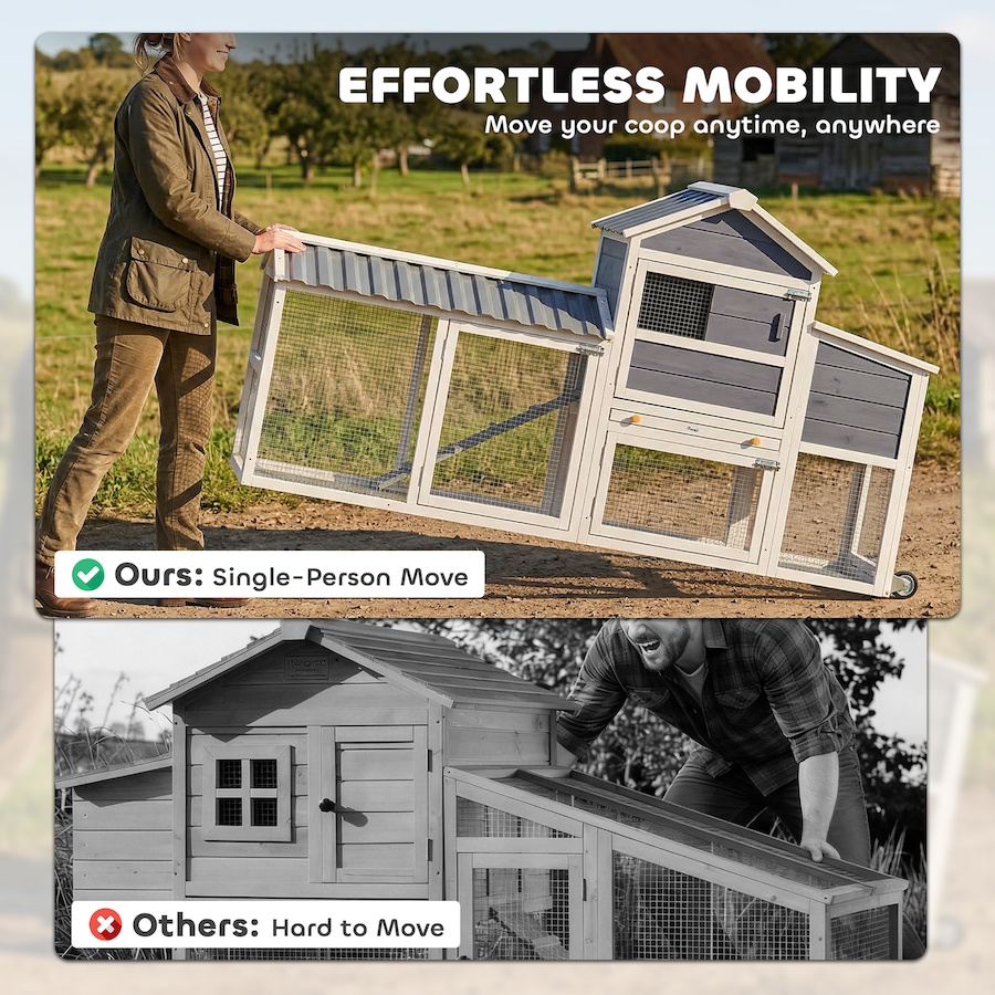 Image 982716_ALTMORE4.jpg, Product 982-716 / Price $259.99, PawHut Chicken Coop with Wheels, 80" L Mobile Hen House with Run from PawHut on TSC.ca's Home & Garden department