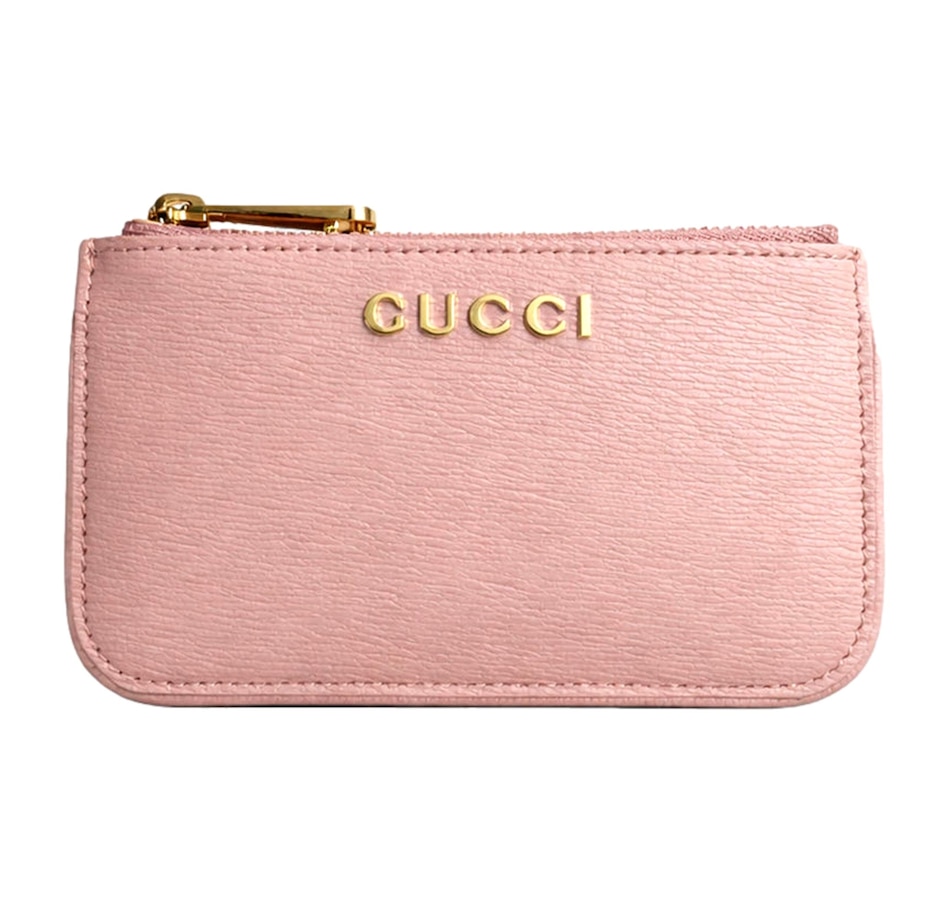Image 982726_ALTMORE1.jpg, Product 982-726 / Price $787.00, Gucci Zip Key Case Pink Leather Card Holder Gold Logo Script from Gucci on TSC.ca's Fashion department