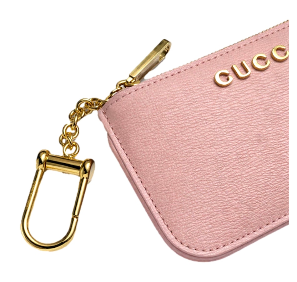 Image 982726_ALTMORE4.jpg, Product 982-726 / Price $787.00, Gucci Zip Key Case Pink Leather Card Holder Gold Logo Script from Gucci on TSC.ca's Fashion department