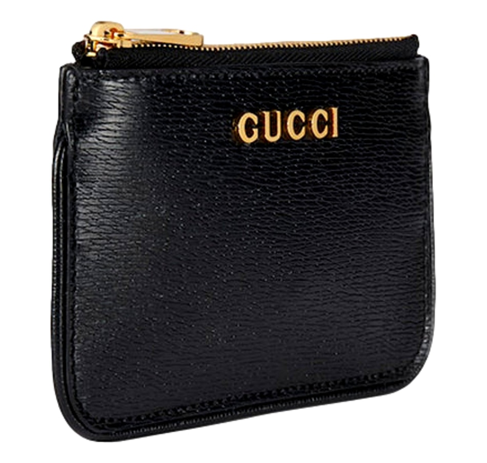 Image 982736_ALTMORE2.jpg, Product 982-736 / Price $787.00, Gucci Zip Key Case Black Leather Card Holder Gold Logo Script from Gucci on TSC.ca's Fashion department