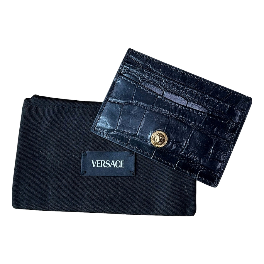 Image 982745_ALTMORE2.jpg, Product 982-745 / Price $517.00, Versace La Medusa Crocodile Embossed Leather Cardholder Wallet in Black from Versace on TSC.ca's Fashion department