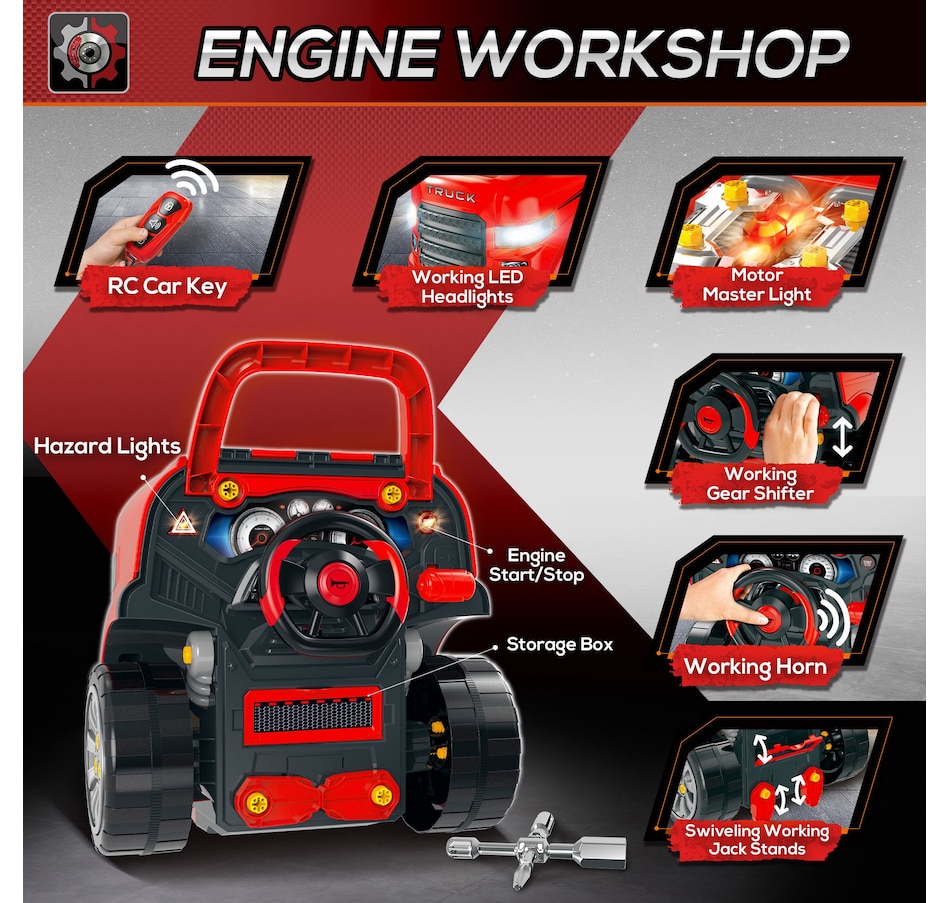 Image 982779_ALTMORE4.jpg, Product 982-779 / Price $64.99, Qaba Mechanic Kids Truck Engine Toy Set, Car Service Play Set, Red from Qaba on TSC.ca's Toys & Hobbies department