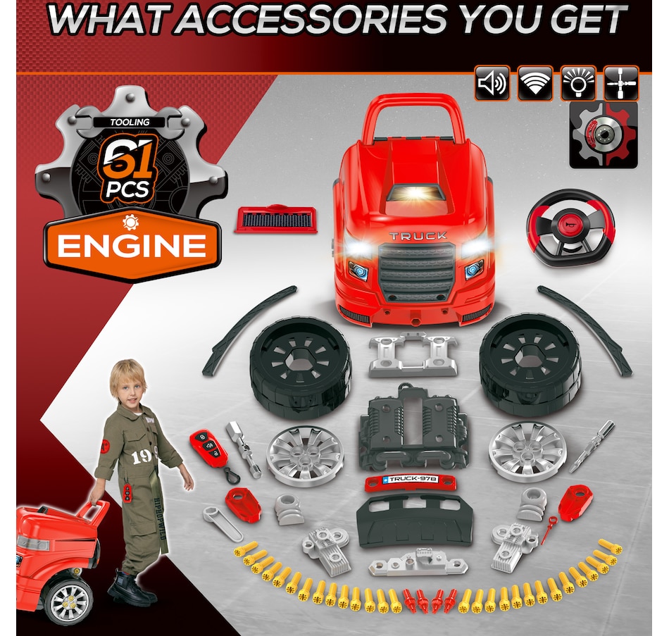 Image 982779_ALTMORE5.jpg, Product 982-779 / Price $64.99, Qaba Mechanic Kids Truck Engine Toy Set, Car Service Play Set, Red from Qaba on TSC.ca's Toys & Hobbies department