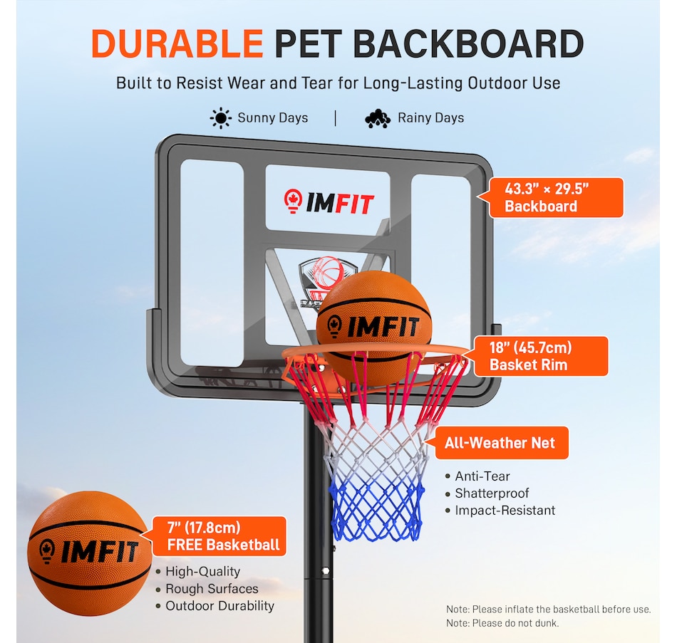 Image 982797_ALTMORE3.jpg, Product 982-797 / Price $209.99, IMFIT Basketball Hoop Adjustable Height 4.8 to 10 ft for Adults and Kids from IMFIT on TSC.ca's Health & Fitness department
